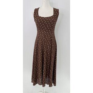 Vtg Elizabeth Wayman Brown Ditzy Floral Dress Sz 10 Cottagecore Prairiecore Boho